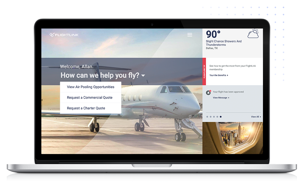FlightLink platform preview on laptop screen